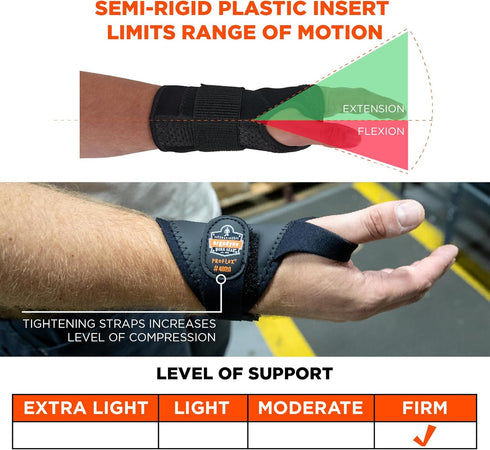 Ergodyne ProFlex 4020 Right Wrist Support, Black, X-Small/Small