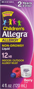 Allegra Children's 12-Hour Allergy Relief Liquid, 30 mg Fexofenadine HCI, Berry Flavor, 4 oz