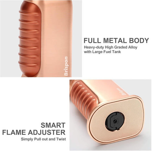 Torch Lighter, Windproof Quad 4 Jet Flame Butane Refillable Lighter with Safety Lock for Kitchen Grill BBQ Candle