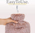 Qomfor 2L Hot Water Bottle - with Soft Premium Fleece Cover - Dusky Pink, - Heating Pad for Menstrual Cramps and Period