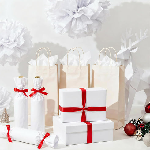 Sadaunbe 25 Sheets-20 20 Inch, White Tissue Paper for Gift Bags x Recyclable Gift Wrap Tissues for Christmas, Holidays