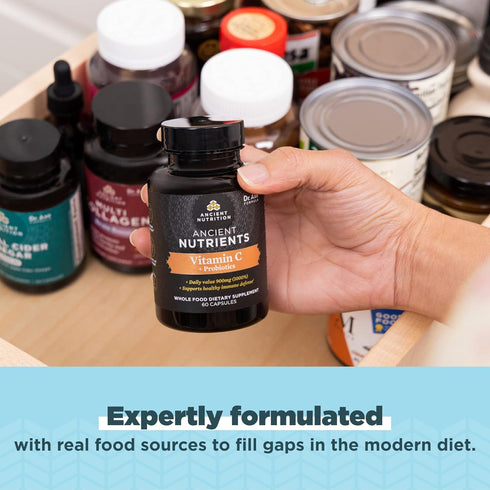 Ancient Nutrition Probiotics and Vitamin C Supplement, 30 Servings - Supports Healthy Immune System and Gut Health,