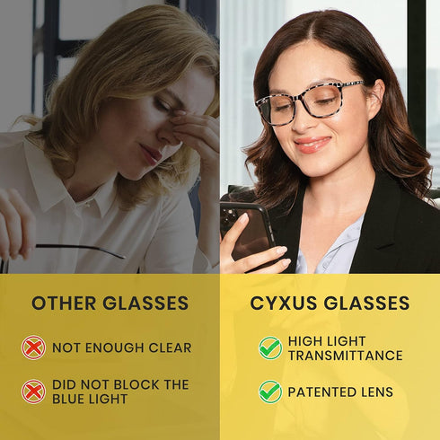 Cyxus Blue Light Blocking Glasses, Women Men Computer Gaming Square Glasses, UV400 Protection, Anti Eyestrain