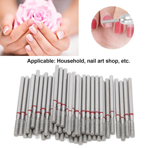 HURRISE 50Pcs Nail Drill Bits - Practical Nail Polishing Head Replacement Accessory for Acrylic Gel Nails Manicure Tool