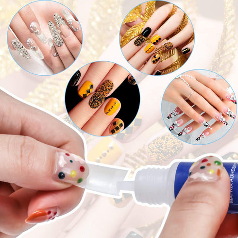 Super Strong Nail Glue for Press On Nails, 10 Bottle Quick Drying Gel, No UV Lamp Needed for Long Lasting Fake Acrylic
