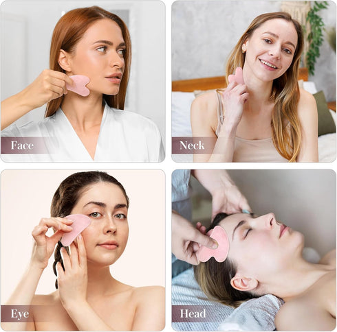 HZLXMYXO1 2 Pack Gua Sha Facial Tools,Gua Sha Jade Stone Gua Sha Massage Tool, Guasha Tool for Face and Body Skin