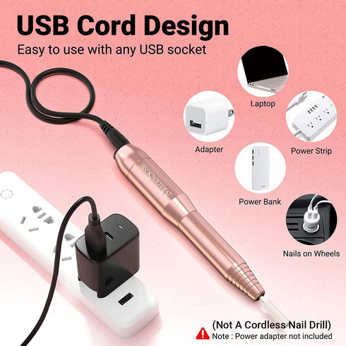 MelodySusie Electric Nail Drill Machine, PC120I Portable Efile Set for Acrylic Gel Nails, Manicure Tool with Nail Drill