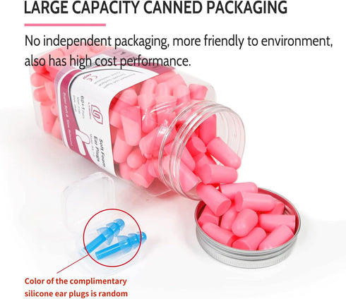 LYSIAN Ultra Soft Foam Ear Plugs for Sleep - 38dB Noise Cancelling Earplugs, 60 Pairs, Pink Color