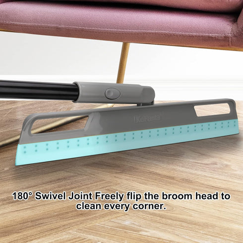 Multifunction Magic Broom, Silicone Floor Squeegee Broom with 59" Long Handle for Cleaning, Blue