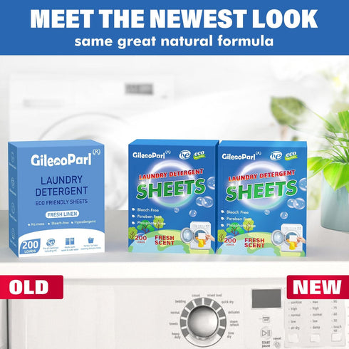 Gileooparl Eco Laundry Detergent Sheets, 200 Loads, Fresh Scent, Plastic Free Liquidless Strips