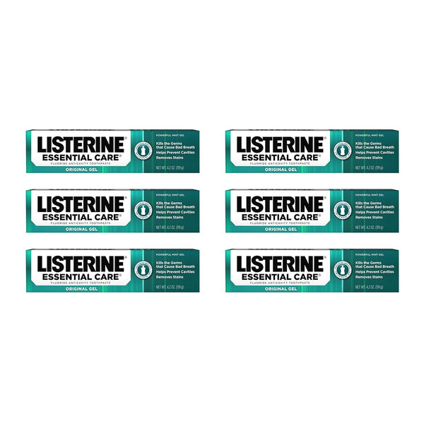 Listerine Essential Care Toothpaste, Bad Breath Treatment, Cavity Prevention, Fluoride Mint Flavor, 4.2 oz (Pack of 6)