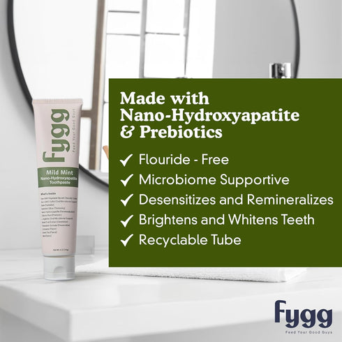Fluoride Free Toothpaste, Nano Hydroxyapatite (Mild Mint), Dentist Recommended for Remineralizing & Whitening (4oz)