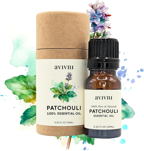 Patchouli Essential Oil - 100% Pure & Natural, Organic, Undiluted for Aromatherapy, Skin, Hair, Diffuser (10ml)
