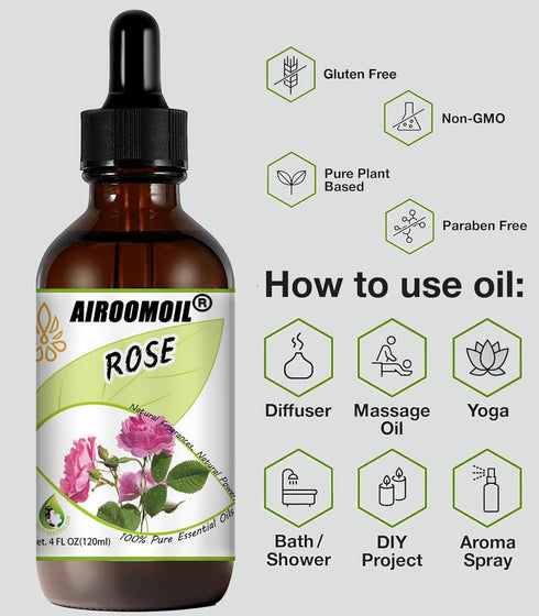 Rose Fragrance Oil 4oz for Aromatherapy Diffuser, Soap, Candle Making Scents