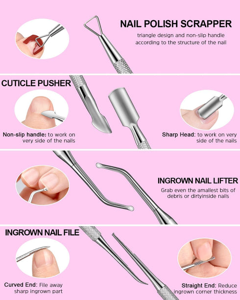 Nail File and Buffer Set, MORGLES 3pcs Nail Files 100/180 with 2pcs Buffers, Cuticle Trimmer Kit for Women