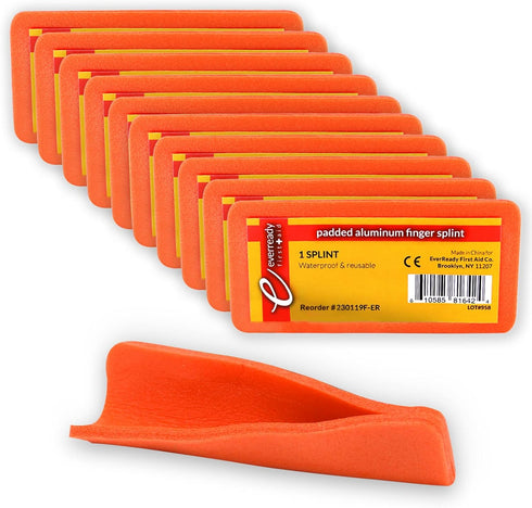 Ever Ready First Aid Padded Aluminum Finger Splints - 10 Pack - 4" x 2"