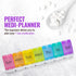 Weekly Pill Organizer, Pack of 2, Colorful 7-Day Easy Push Button Assisted Open for Seniors, BPA Free Daily Travel Pill