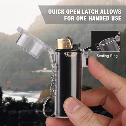 SOMGEM 2 Pack Waterproof Keychain Lighter Case for Classic Lighter J6, EDC Lighter Holder Sleeve for Regular Lighter,