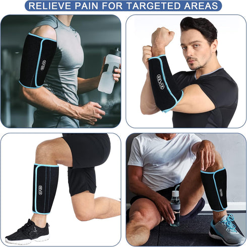 REVIX XL Shin Splint Ice Pack for Injuries, Reusable Gel Cold Pack for Calf Leg Pain Relief (Set of 2)