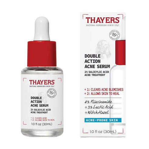 Thayers Double Action Acne Serum with Salicylic Acid - Acne Treatment Face Serum with 2% Salicylic Acid and Niacinamide