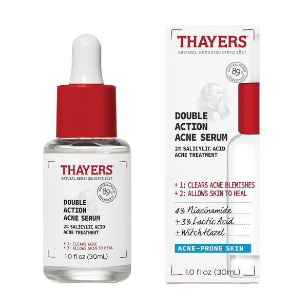 Thayers Double Action Acne Serum with Salicylic Acid - Acne Treatment Face Serum with 2% Salicylic Acid and Niacinamide