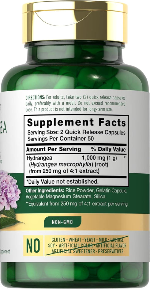 Carlyle Hydrangea Root Capsules | 1,000mg | 100 Count | Non-GMO, Gluten Free Extract