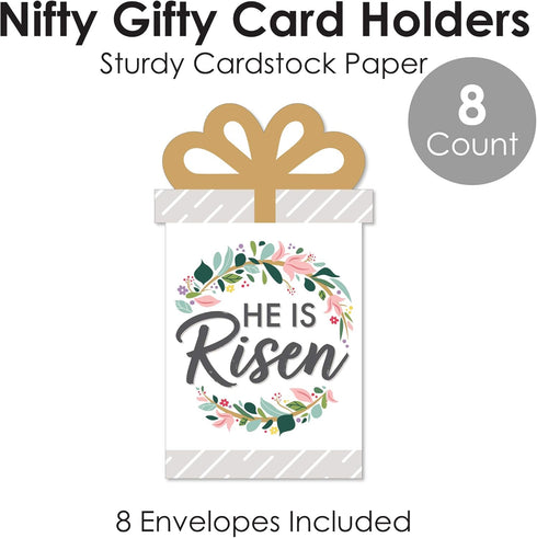 Set 8 Big Dot of Happiness Easter Gift Card Holders, Religious, Bunny Money Envelopes Double-Sided Cardstock Sleeves