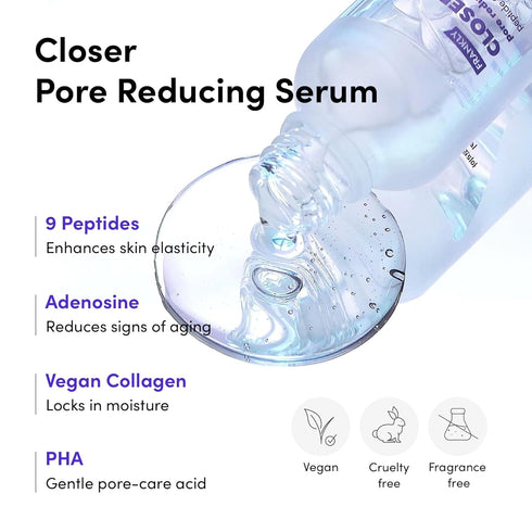 Frankly Closer Serum - 9 Peptides & Vegan Collagen, Pore Minimizer & Anti-Aging, Dewy Skin Hydrator, EWG Green, Non-Sticky, Derm-Tested, 2.03 fl. Oz.