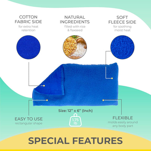 My Heating Pad for Pain Relief - Moist Microwavable Hot Pack, Blue