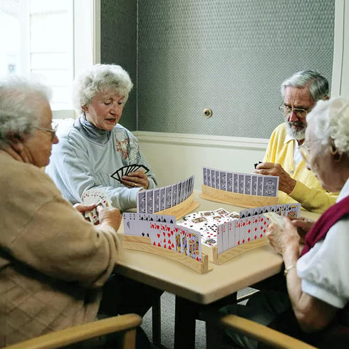 Set 4 13 1.9 2.4 Inch plusvivo of Curved Playing Cards Holders for Seniors Adults - Soild Wood Cards Holders