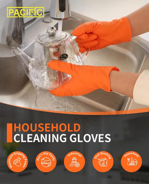 PACIFIC PPE Nitrile Disposable Gloves, Heavy Duty Orange Gloves, 8 mils, XX-Large, 100 Count, Industrial Mechanic