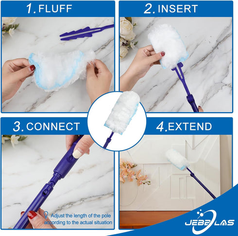 JEBBLAS Heavy Duty Duster Refills, 360 Degree Duster Refills, Total 30 Count for Effective Cleaning