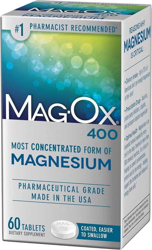 Mag-Ox 400 Magnesium Mineral Dietary Supplement Tablets, 483 mg, 60 Count