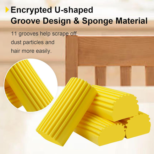 4-Pack Damp Clean Duster Sponge Brush for Cleaning Blinds, Glass, Baseboards, Vents, Railings, Mirrors, Window Track Grooves and Faucets (Yellow) by Jeymei
