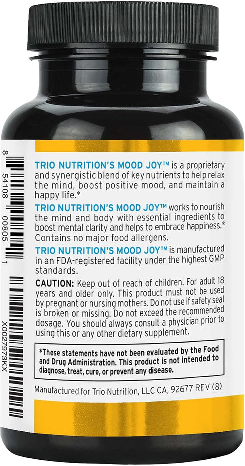 Trio Mood Joy | Premium 5-HTP, St Johns Wort, Ashwagandha & Turmeric | Mood Support Supplement, 60 Day Supply