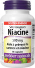 Webber Naturals No Flush Niacin Vitamin B3 Capsule, 500mg, 90 Count