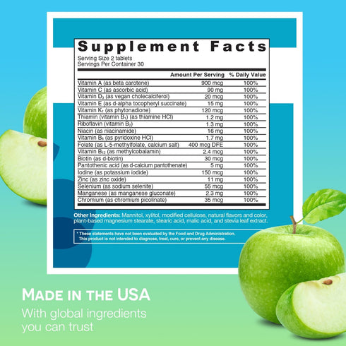 EZ Melts Dissolvable Multivitamin without Iron, 18 Vitamins & Minerals, Sugar-Free, 1-Month Supply