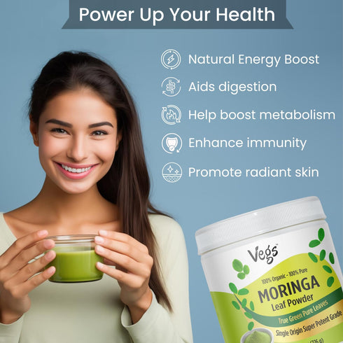 Moringa Leaf Powder, 8 oz, Freeze Dried & True Green 100% Pure Moringa Oleifera Leaf, Essential Amino Acids,
