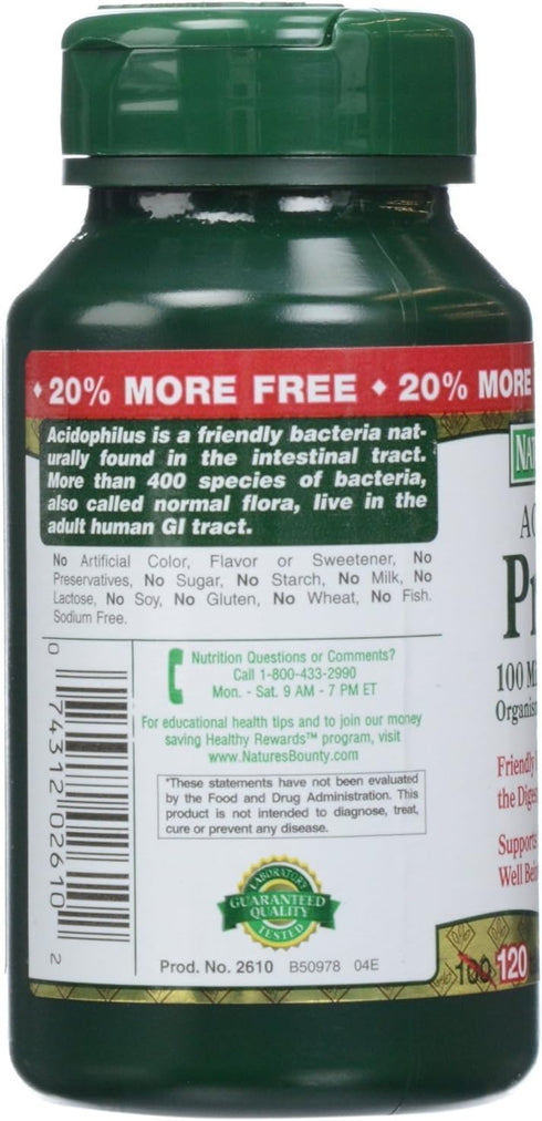 Nature's Bounty Probiotic Acidophilus, 360 Tablets (3 X 120 Count Bottles),, 360 Count ()