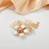 SWEETV Gold Bridal Hair Clip, Floral Hair Comb Barrette for Brides Wedding