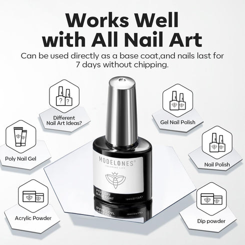 modelones Lamp Free Peel off Gel Base Coat, Easy Removal Foundation for Gel Nail Polish, 10ml
