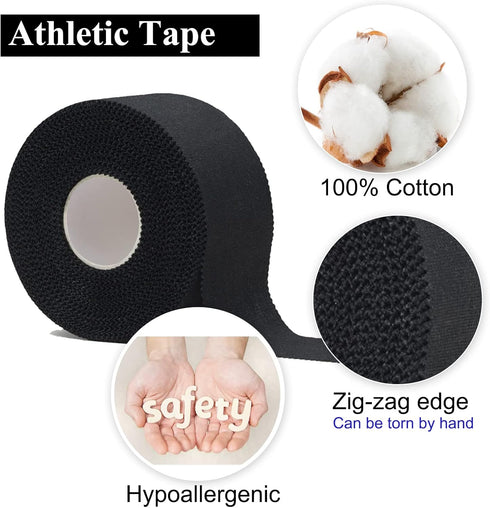 Tape,5 Pack ADMITRY Athletic Black Sports Tape,Strong Stick No Sticky Residue for Hockey Climbing Sports Medical