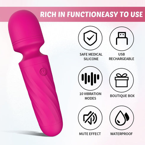 KINGWAND 10 Handheld Personal Mini Massager Tool Waterproof, USB Rechargeable, Vibration - Perfect on Back Legs Hand