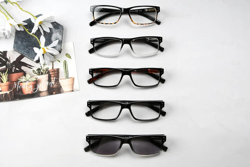 Eyekepper 5 Pack Reading Glasses for Men, Includes Reader Sunglasses, Spring Hinges, +1.75