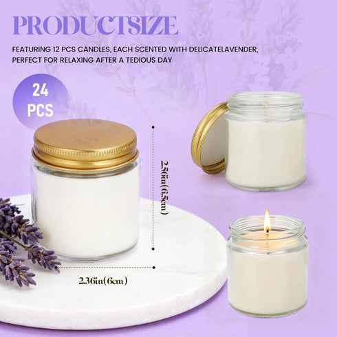 Trxvxo 24 4oz Set, PCS White Soy Wax Candles, Lavender Scented Candle Gift Bulk Wedding Party Favors for Birthday
