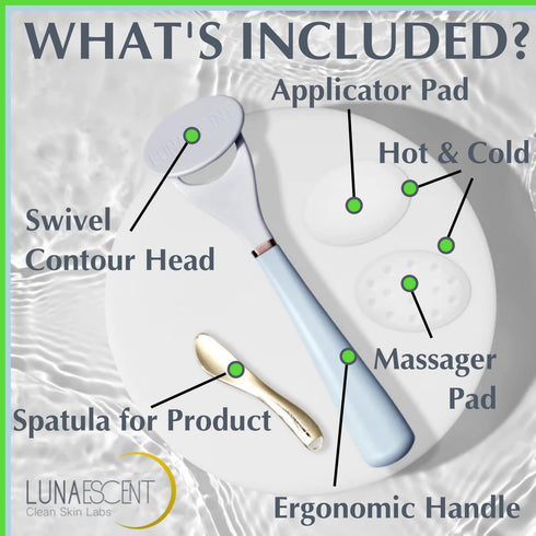 Reusable Silicone Skincare Applicator & Spatula Set (Meadow Green), Ice & Heat Face Roller Tool