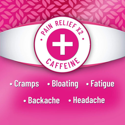 Pamprin Maximum Strength Max Pain + Energy Formula, 24 Caplets for Menstrual Period Symptoms Relief, Cramps, Headache