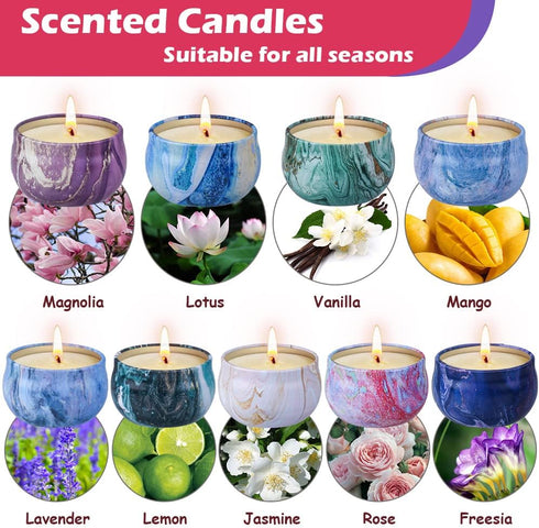 Set 9 Pack Pack Scented Candles Gifts for Women, Aromatherapy Candles Soy Wax with Essential Oil Include Lavender