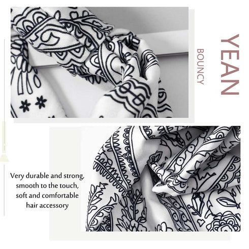 Yean Boho Wide Headbands, Black Stretch Hair Bands, Elastic Turbans for Women and Girls (Pack of 4)