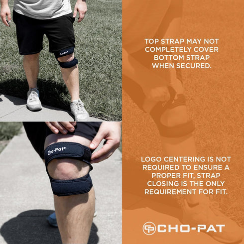 Cho-Pat Dual Action Double-Layer Adjustable Knee Strap, Pain Relief for Chondromalacia & Tendonitis, Large